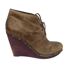 Dr. Scholl's Original Collection Leather Wedge Booties in Brown  Size 7.5